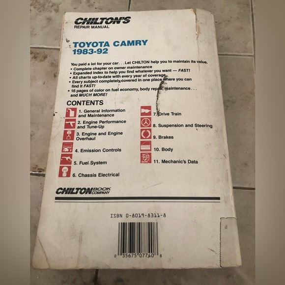 Chilton’s Toyota Camry 1983-92 Repair Manual- 805 $8 or 🦋 - Picture 2 of 2